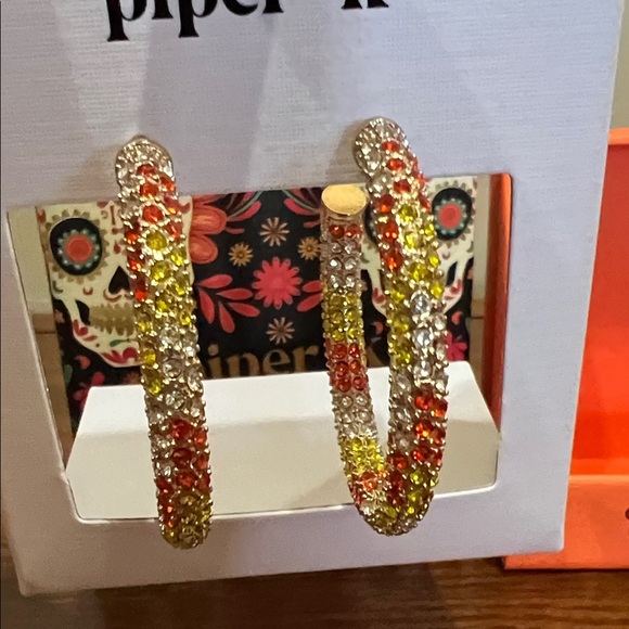 Piper K | Candy Corn Inspired Hoop Earrings - Picture 8 of 8